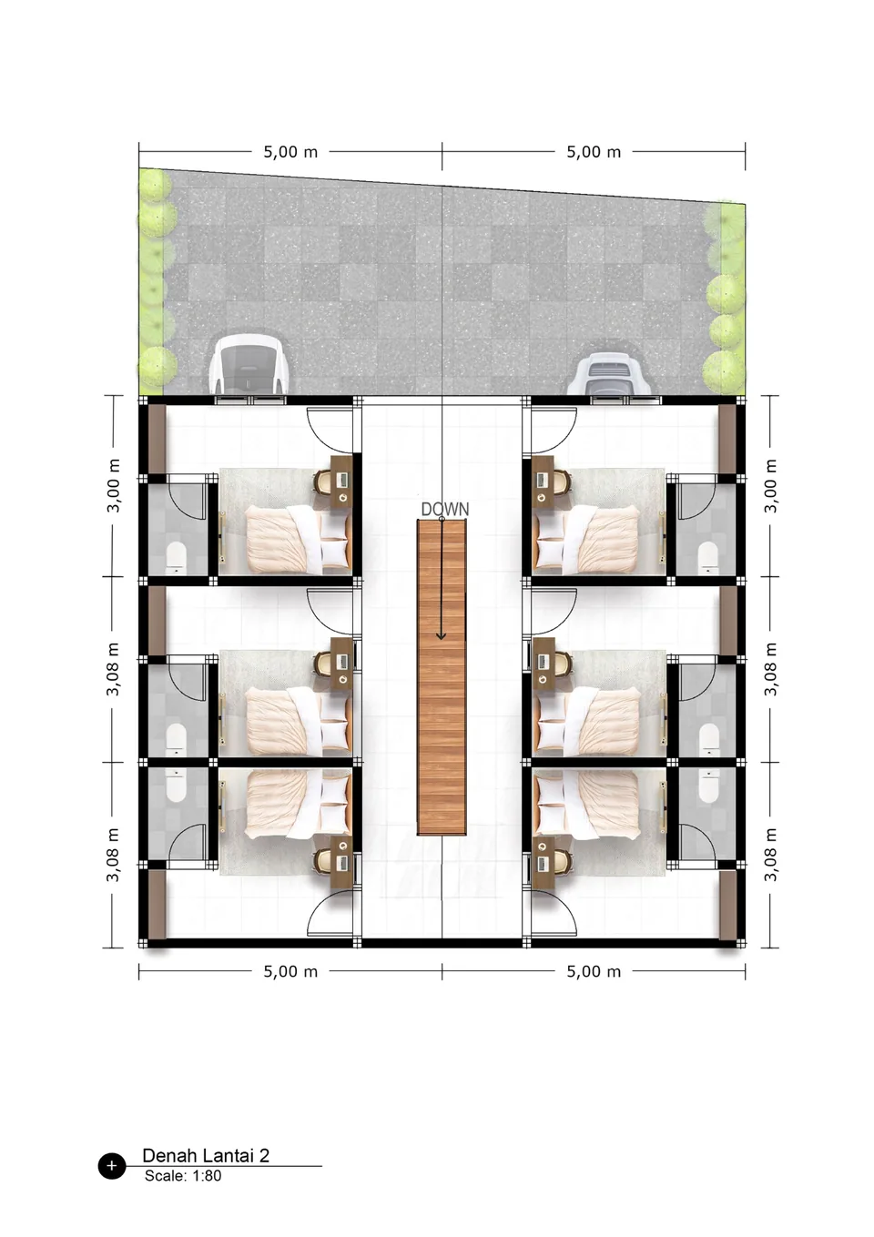 Denah lantai 2 Al Fath Coliving