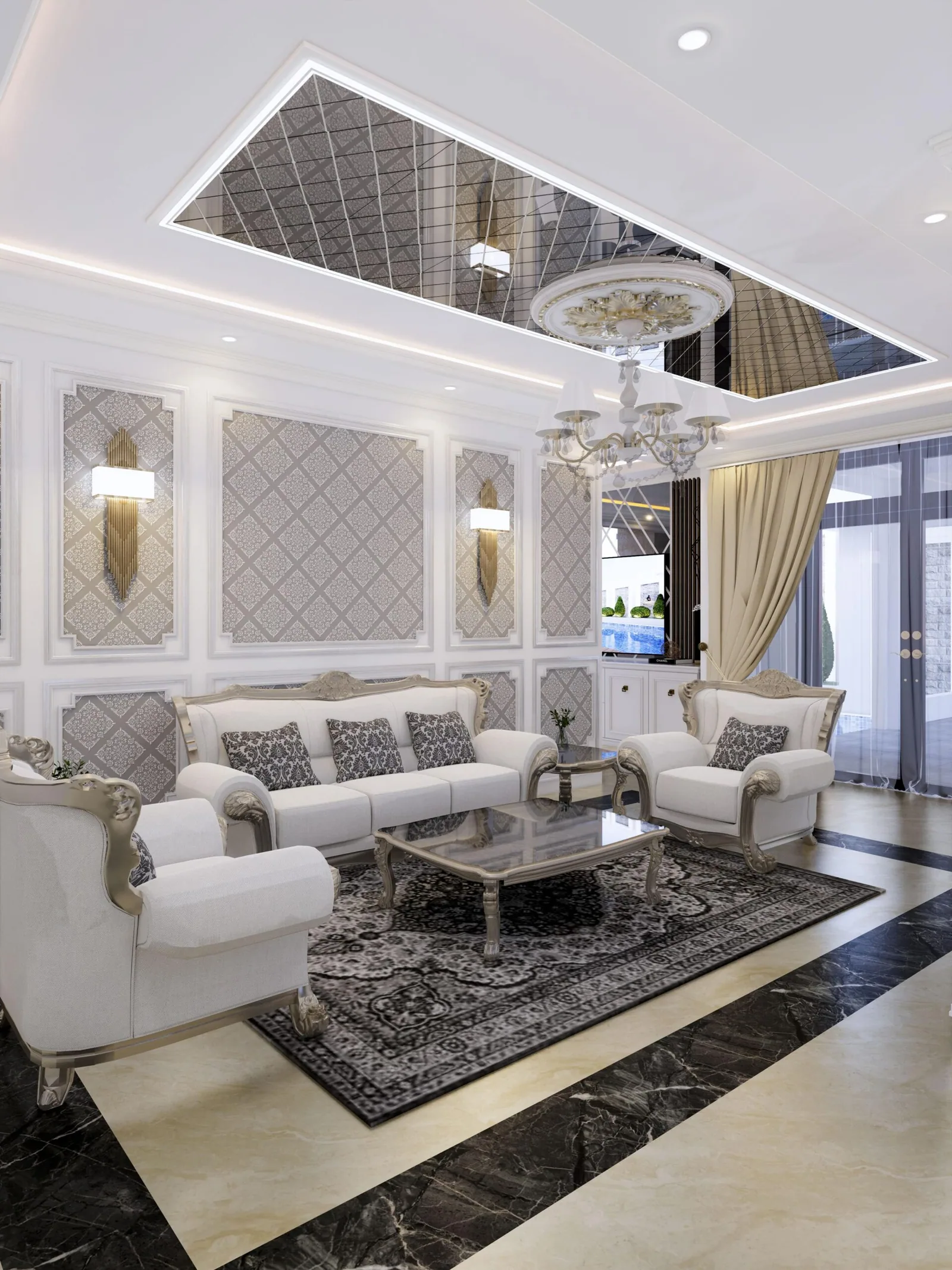 Render ruang tamu Fatih Bogor Lakeside